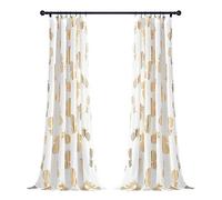 Lush Decor Pineapple Set Long Window Curtain Panel Pair, 52" x 84" (Gold), 52 in x 84