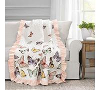 Lush Decor, Pink Flutter Butterfly Throw Blanket, 60" x 50"
