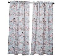 Lush Decor Pixie Fox Room Darkening Window Curtain Panel Pair, Polyester Blend, Gray & Pink, 52" W x 84" L (Pack of 2)