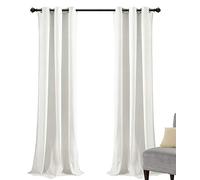 Lush Decor Prima Velvet Curtains Color Block Light Filtering Window Panel Set for Living, Dining, Bedroom (Pair), 38" W x 84" L, White