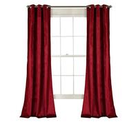 Lush Decor Prima Velvet Curtains Color Block Light Filtering Window Panel Set for Living, Dining, Bedroom (Pair), 38" W x 84" L, Red