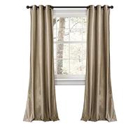Lush Decor Prima Velvet Curtains Color Block Room Darkening Window Panel Set for Living, Dining, Bedroom (Pair), 84" L, Taupe