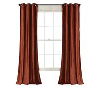 Lush Decor Prima Velvet Curtains Color Block Room Darkening Window Panel Set for Living Room Dining Room Bedroom (Pair), 84 inch L, Rust