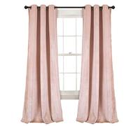 Lush Decor Prima Velvet Solid, 84" L x 38" W, Blush Curtains Color Block Room Darkening Window Panel Set for Living, Dining, Bedroom (Pair)