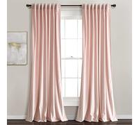 Lush Decor Prima Velvet Solid Light Filtering Back Tab/Rod Pocket Window Curtain Panel Pair, 84" L x 54" W, Blush