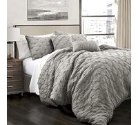 Lush Decor Ravello Pintuck, Cotton, Gray, King