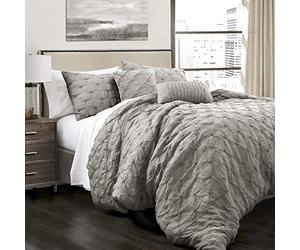 Lush Decor Ravello Pintuck, Cotton, Gray, King