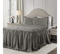 Lush Decor Ravello Pintuck, Polyester, Dark Gray, Queen