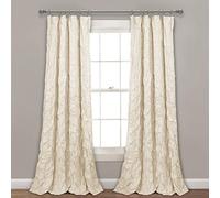 Lush Decor Ravello Pintuck Vintage Chic Farmhouse Curtains, Single Curtain Panel, 52" W x 84" L, Ivory