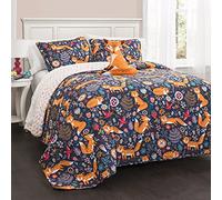 Lush Decor Reversible 4 Piece Bedding Set-Navy-Full/Queen, Polyester