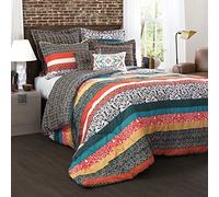 Lush Decor Reversible 7 Piece Comforter Bedding Set, Polyester, Turquoise & Tangerine, King