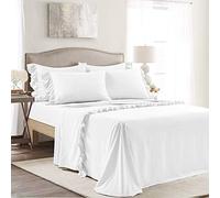Lush Decor Reyna Ruffle Sheet Set White 6Pc Queen