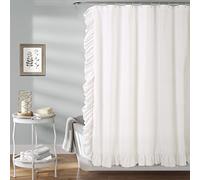 Lush Decor Reyna Ruffle Shower Curtain, 72" W x 72" L, White - Flowy White Shower Curtain - Pretty Romantic Ruffles - French Country, Farmhouse & Cottage Bathroom Decor