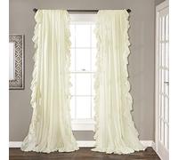 Lush Decor Reyna Ruffle Window Curtain Panel Set for Living, Dining, Bedroom (Pair), 54" W x 108" L, Ivory