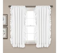 Lush Decor Reyna Ruffle Window Curtain Panel Set for Living, Dining, Bedroom (Pair), 54" W x 45" L, White