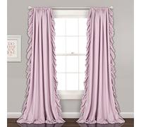 Lush Decor Reyna Ruffle Window Curtain Panel Set, Pair, 54" W x 84" L, Lilac - Flowy Curtain Set - Romantic Ruffle Curtains for Bedroom, Living room, or Dining Room - Farmhouse & Cottage Home Decor