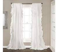 Lush Decor Reyna Ruffle Window Curtain Panel Set, Pair, 54" W x 84" L, White - Flowy Curtain Set - Romantic Ruffle Curtains for Bedroom, Living room, or Dining Room - Farmhouse & Cottage Home Decor