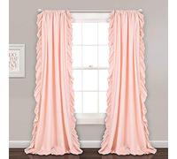 Lush Decor Reyna Ruffle Window Curtain Set for Living Room Dining Room Bedroom 54" W x 84" L, Blush Pink