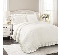Lush Decor Reyna Soft Knitted Ruffle Blanket/Coverlet, White, California King