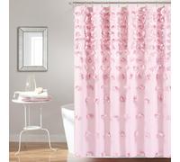 Lush Decor Riley Shower Curtain, 72" W x 72" L, Lilac - Luxury Shower Curtain With Bows - Charming Texture - Beautiful & Elegant Girly Bathroom Accessory - Romantic, Vintage Glam Bathroom Decor