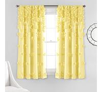 Lush Decor Riley Window Curtain Panel - Charming Handmade Bow Details - Elegant Light Filtering Single Curtain for Living Room, Dining Room, or Bedroom - 54" W x 63" L, Yellow