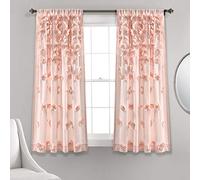 Lush Decor Riley Window Curtain Panel - Charming Handmade Bow Details - Elegant Light Filtering Single Curtain for Living Room, Dining Room, or Bedroom - 54" W x 45" L, Blush