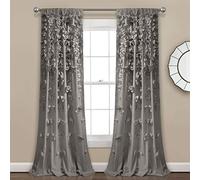 Lush Decor Riley Window Curtain (Single Panel), Polyester, Grey, 54W x 84L