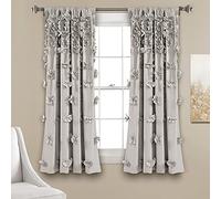 Lush Decor Riley Window Curtain Sinlge Panel, 63" Long x 54" Wide, Light Gray