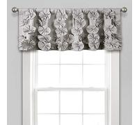 Lush Decor Riley Window Valance - Charming Handmade Bow Details - Elegant Light Filtering Single Panel- 54" W x 18" L, Light Gray