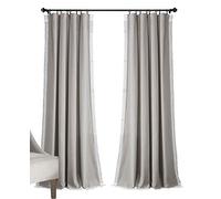 Lush Decor Rosalie Farmhouse Window Curtains Rustic Style Panel Set for Living, Dining Room Bedroom (Pair), 54" W x 84" L, Light Gray