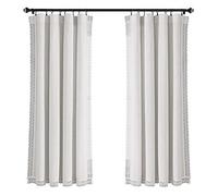 Lush Decor Rosalie Light Filtering Window Curtain Panel Set- Pair- Vintage Farmhouse & French Country Style Curtains - Timeless Dreamy Drape - Romantic Lace Trim - 54" W x 63" L, White