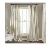 Lush Decor Rosalie Window Curtains Farmhouse, Rustic Style Panel Set for Living Room, Dining Room, Bedroom (Pair), 84” x 54”, Ivory