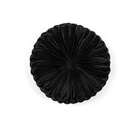 Lush Decor Round Pleated Soft Velvet Decorative Pillow, 15", Black