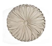 Lush Decor Round Pleated Soft Velvet Decorative Pillow, 15", Taupe
