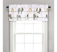 Lush Decor Rowley Birds Curtain Valance (Single Panel), 52" W x 18" L, Yellow & Gray