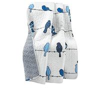 Lush Decor Rowley Birds Reversible Throw Blanket, 50" W x 60" L, Navy - Colorful Floral Bird Print - Whimsical & Playful Quilted Bird Blanket For Bed, Couch Or Chair - Farmhouse & Boho Home Decor