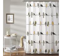 Lush Decor Rowley Birds Shower Curtain, Yellow & Gray, 72" W x 72" L (Pack of 1)