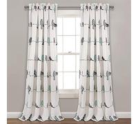 Lush Decor Rowley Birds Vorhänge, verdunkelndes Fensterpaneel-Set für Wohnzimmer, Esszimmer, Schlafzimmer (Paar), 132 x 240 cm, Blau und Grau