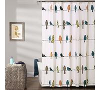 Lush Decor Rowley Shower Curtain-Floral Animal Bird Print Design for Bathroom, x 72”, Multicolor, Polyester