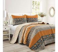 Lush Decor Royal Empire 3 Piece Quilt Set, Yellow & Gray, Full Queen