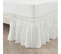 Lush Decor Ruched Ruffle Elastic Easy Wrap Around Bedskirt, Queen/King/Cal King, Off-White