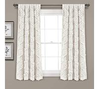 Lush Decor Ruffle Diamond Window Curtain Panel Pair, 63 in x 54 in, White