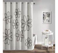 Lush Decor Ruffle Flower Shower Curtain, 72" x 72", Light Gray