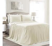Lush Decor Ruffle Skirt Bedspread 3 Piece Set, King, Ivory - Cream King Bedding - Ruffled Bedspread - Vintage Farmhouse Decor