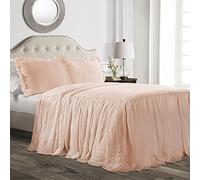 Lush Decor Ruffle Skirt Bedspread, Polyester, Blush, King