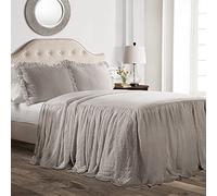 Lush Decor Ruffle Skirt Bedspread, Polyester, Gray, Queen