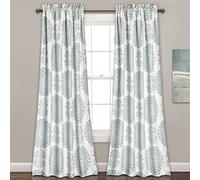 Lush Decor Seafoam Medallion Room-Darkening Window Curtain Set (84" x 52"), 84 in x 52 in, Blue