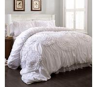 Lush Decor Serena 3-Piece Comforter Set, Queen, White