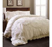 Lush Decor Serena Comforter Set, Polyester, Ivory, King