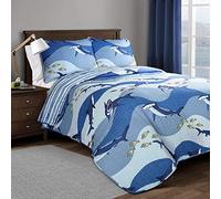 Lush Decor Shark Allover Quilt Blue 3Pc Set Full/Queen
